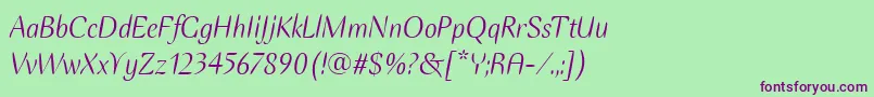 EllipseItcItalic Font – Purple Fonts on Green Background