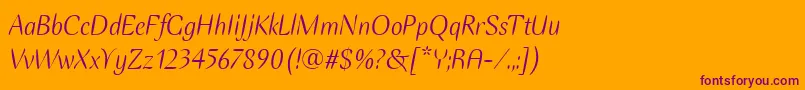 EllipseItcItalic Font – Purple Fonts on Orange Background