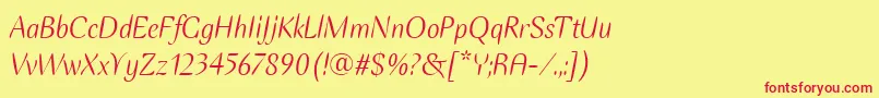 EllipseItcItalic-fontti – punaiset fontit keltaisella taustalla