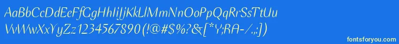 EllipseItcItalic Font – Yellow Fonts on Blue Background