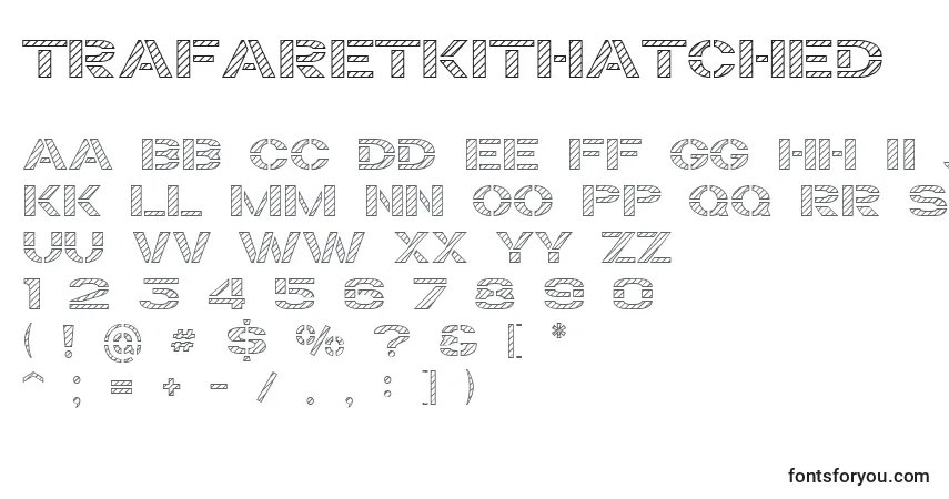Czcionka TrafaretKitHatched – alfabet, cyfry, specjalne znaki