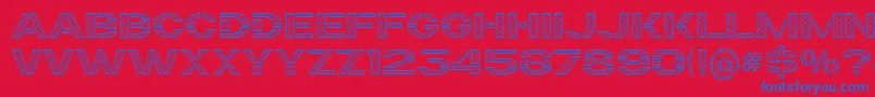 フォントTrafaretKitHatched – 赤い背景に青い文字