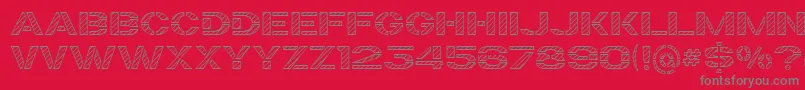 TrafaretKitHatched-Schriftart – Graue Schriften auf rotem Hintergrund