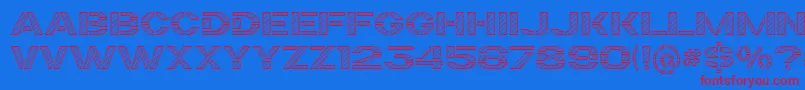 フォントTrafaretKitHatched – 赤い文字の青い背景