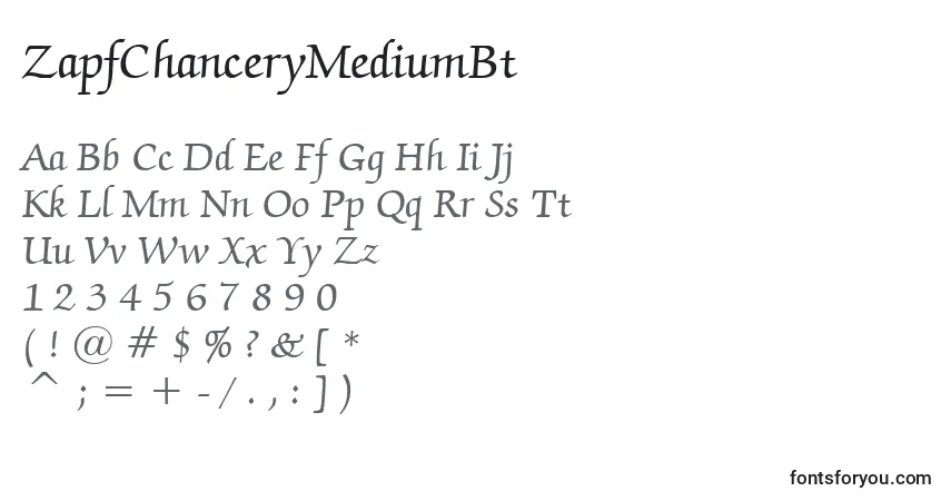 A fonte ZapfChanceryMediumBt – alfabeto, números, caracteres especiais