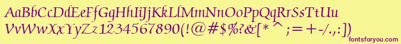 ZapfChanceryMediumBt Font – Purple Fonts on Yellow Background