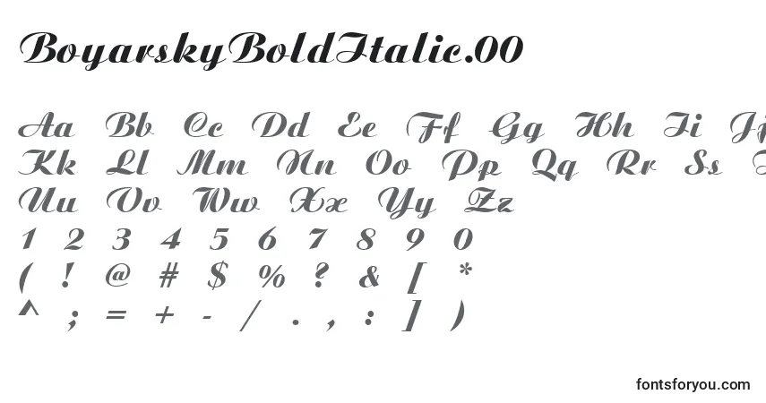 Шрифт BoyarskyBoldItalic.00 – алфавит, цифры, специальные символы