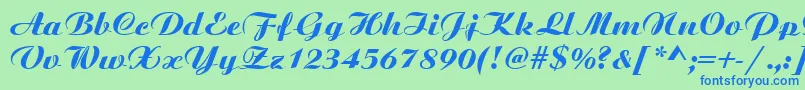 BoyarskyBoldItalic.00-Schriftart – Blaue Schriften auf grünem Hintergrund
