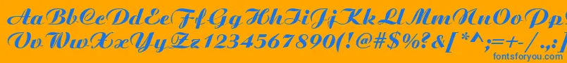 BoyarskyBoldItalic.00-Schriftart – Blaue Schriften auf orangefarbenem Hintergrund