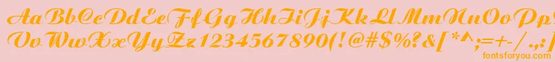 フォントBoyarskyBoldItalic.00 – オレンジの文字がピンクの背景にあります。
