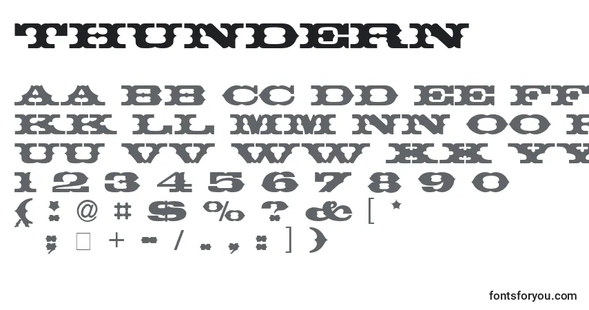Schriftart Thundern – Alphabet, Zahlen, spezielle Symbole