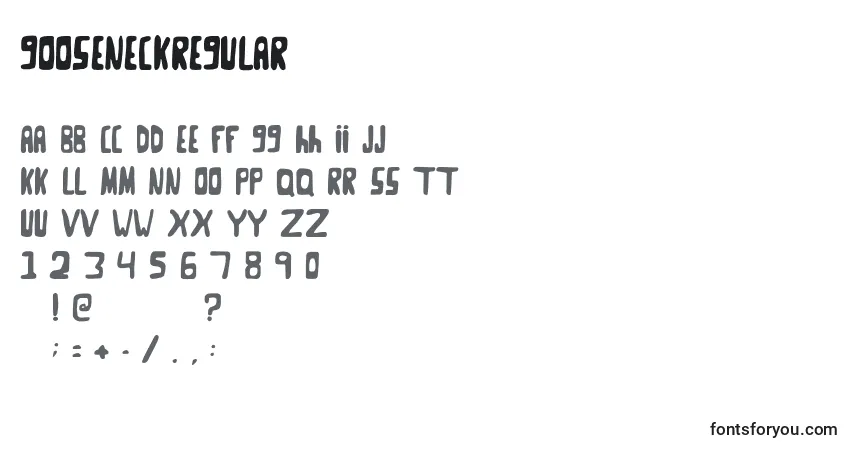 Czcionka GooseNeckRegular – alfabet, cyfry, specjalne znaki