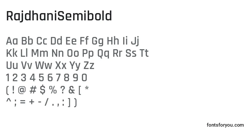 Czcionka RajdhaniSemibold – alfabet, cyfry, specjalne znaki