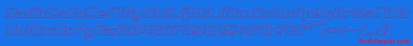 ClarkHollowItalic-fontti – punaiset fontit sinisellä taustalla