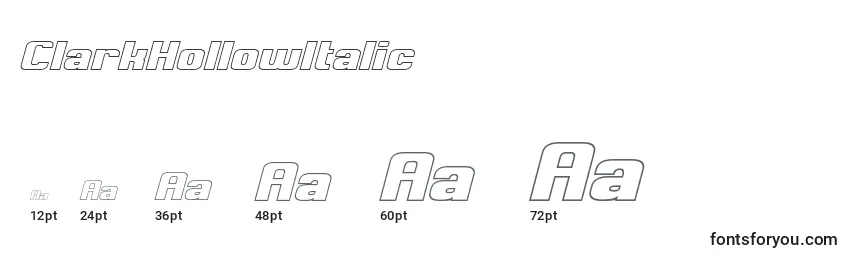 ClarkHollowItalic Font Sizes