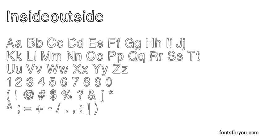 Czcionka Insideoutside – alfabet, cyfry, specjalne znaki