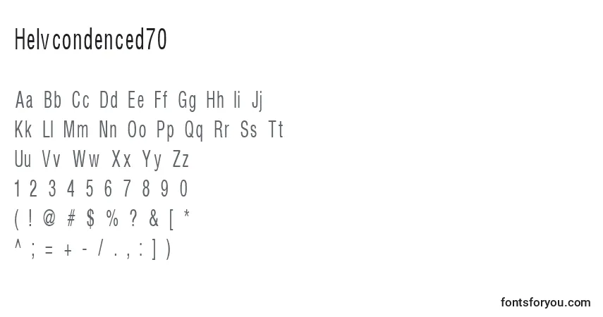 A fonte Helvcondenced70 – alfabeto, números, caracteres especiais