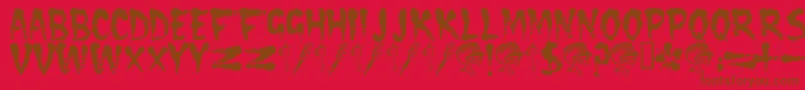 Cramps Font – Brown Fonts on Red Background