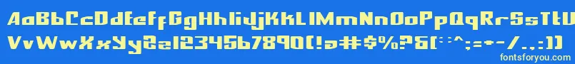 Nexprese Font – Yellow Fonts on Blue Background
