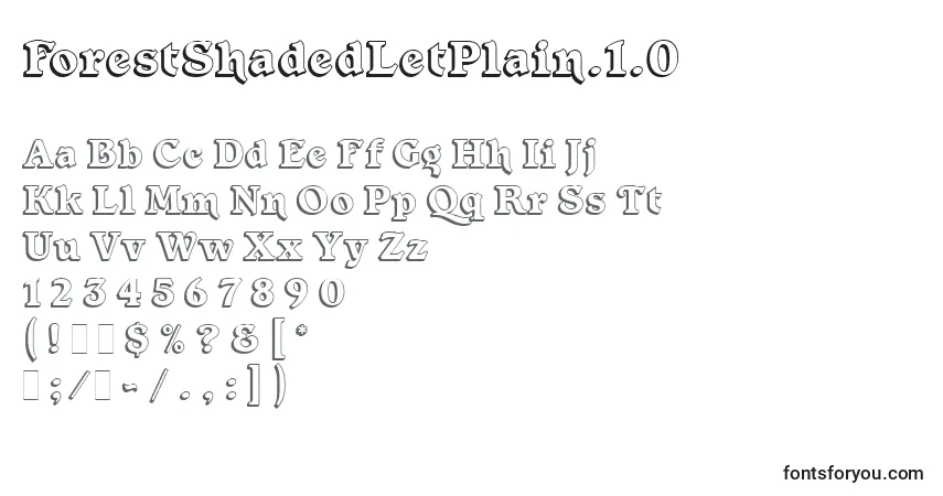 Czcionka ForestShadedLetPlain.1.0 – alfabet, cyfry, specjalne znaki