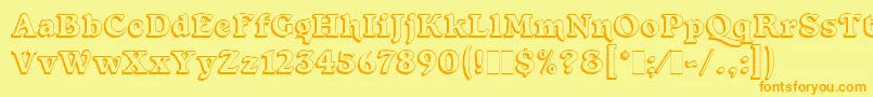 フォントForestShadedLetPlain.1.0 – オレンジの文字が黄色の背景にあります。