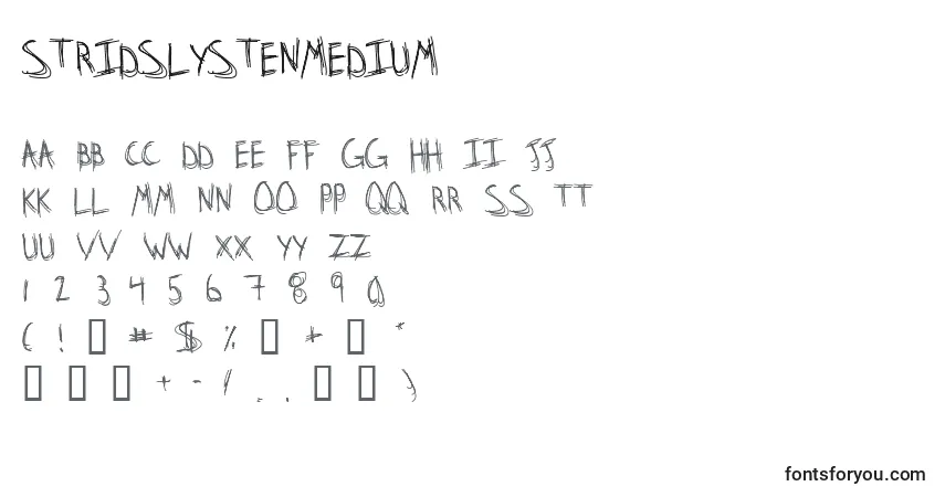 Шрифт StridslystenMedium – алфавит, цифры, специальные символы