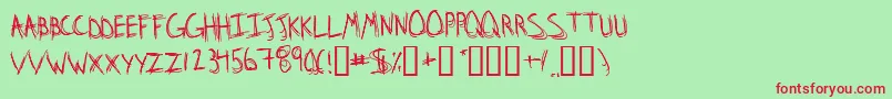 StridslystenMedium Font – Red Fonts on Green Background