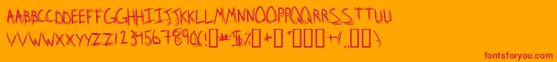 StridslystenMedium Font – Red Fonts on Orange Background
