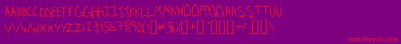 StridslystenMedium Font – Red Fonts on Purple Background
