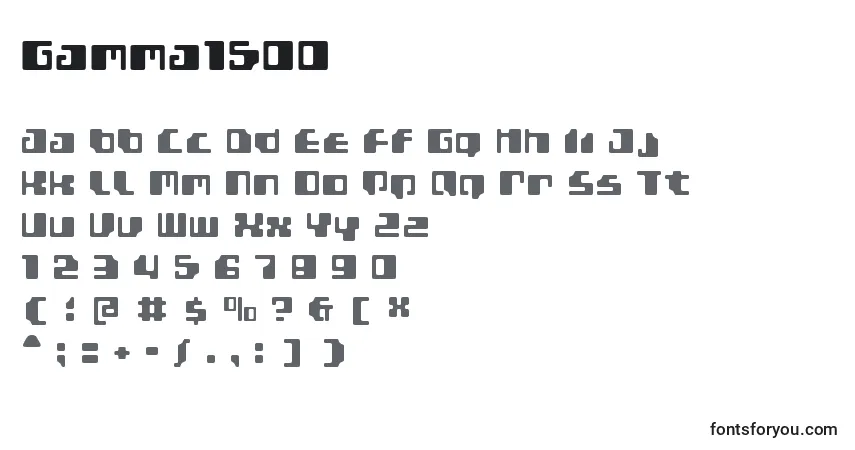 Czcionka Gamma1500 – alfabet, cyfry, specjalne znaki