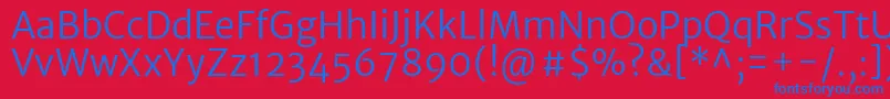 MerriweathersansLight-Schriftart – Blaue Schriften auf rotem Hintergrund