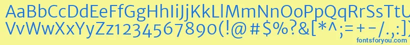 MerriweathersansLight Font – Blue Fonts on Yellow Background
