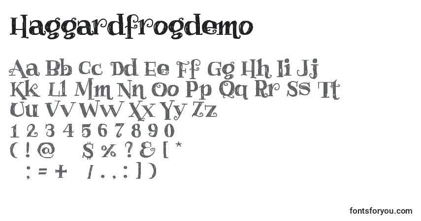 Schriftart Haggardfrogdemo – Alphabet, Zahlen, spezielle Symbole
