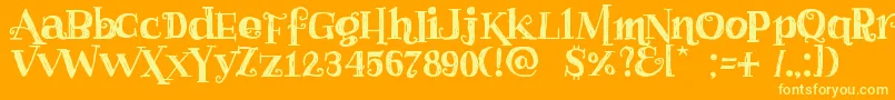 Haggardfrogdemo-Schriftart – Gelbe Schriften auf orangefarbenem Hintergrund