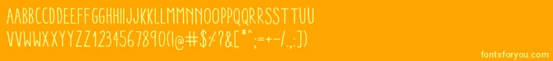 AracneCondensedRegular-fontti – keltaiset fontit oranssilla taustalla