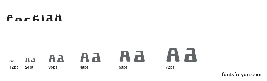 Размеры шрифта Porklam
