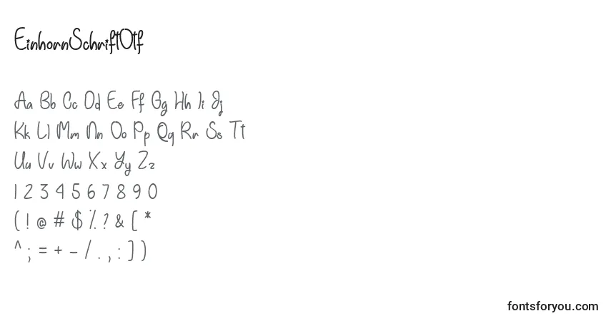 EinhornSchriftOtf Font – alphabet, numbers, special characters
