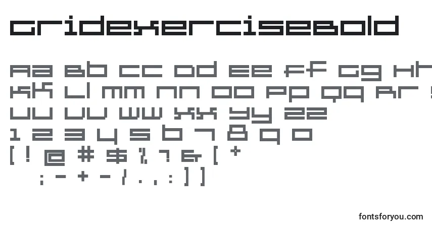 Schriftart GridexerciseBold – Alphabet, Zahlen, spezielle Symbole