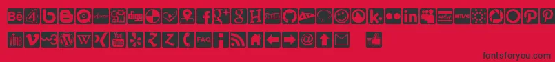 SocialIconsProSet1Rounded Font – Black Fonts on Red Background