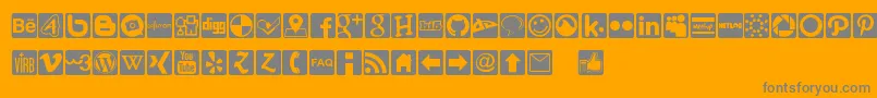 SocialIconsProSet1Rounded-Schriftart – Graue Schriften auf orangefarbenem Hintergrund