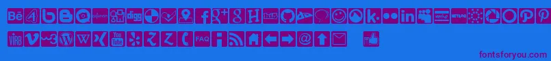 SocialIconsProSet1Rounded Font – Purple Fonts on Blue Background