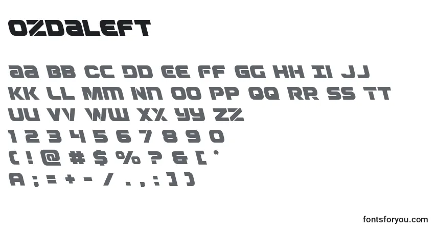 Шрифт Ozdaleft – алфавит, цифры, специальные символы