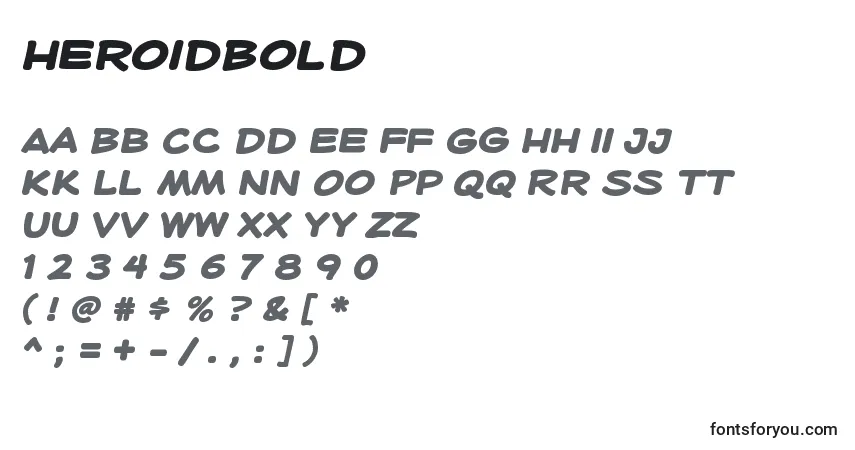 Шрифт HeroidBold – алфавит, цифры, специальные символы