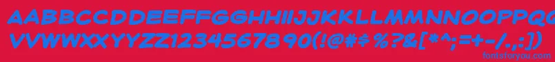 フォントHeroidBold – 赤い背景に青い文字