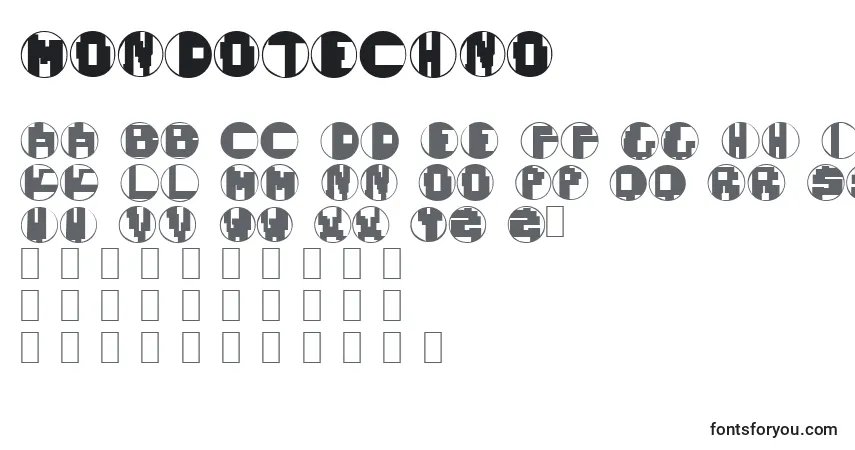 A fonte MondoTechno – alfabeto, números, caracteres especiais