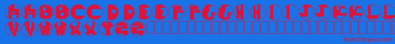 MondoTechno Font – Red Fonts on Blue Background