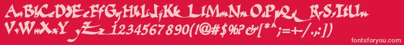 フォントFatescripttext29Bold – 赤い背景にピンクのフォント