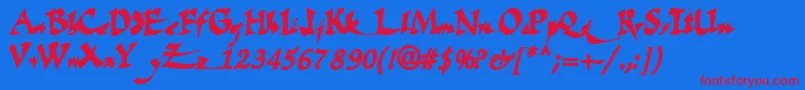 Fatescripttext29Bold Font – Red Fonts on Blue Background