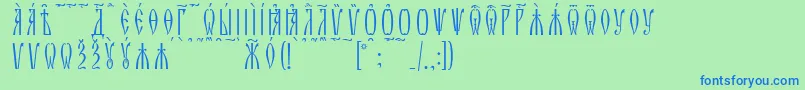 ZlatoustKucsSpacedout Font – Blue Fonts on Green Background