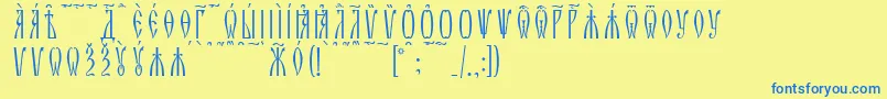 ZlatoustKucsSpacedout Font – Blue Fonts on Yellow Background